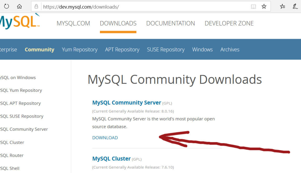 MySQL Community Edition Download on Windows