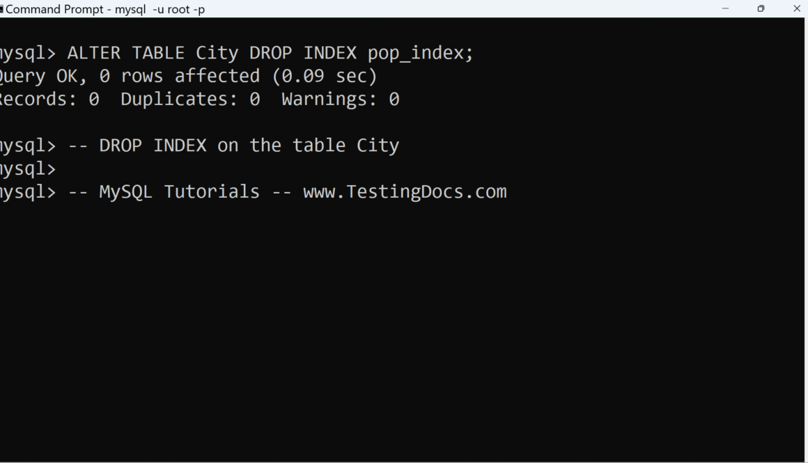 MySQL DROP INDEX