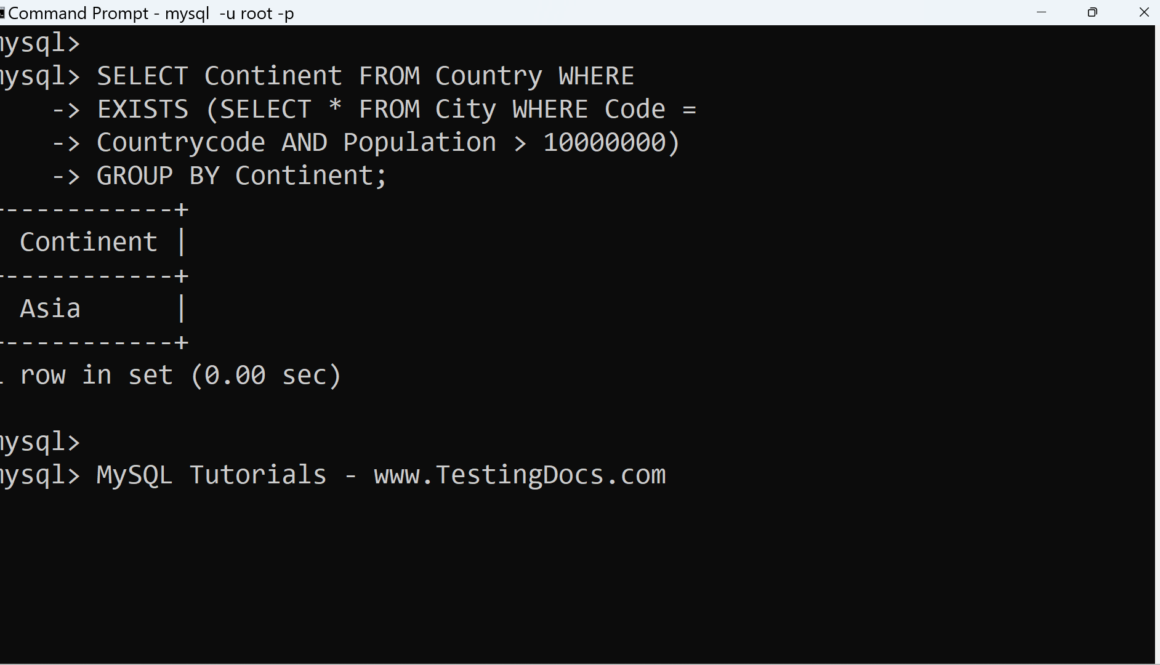 MySQL EXISTS Operator