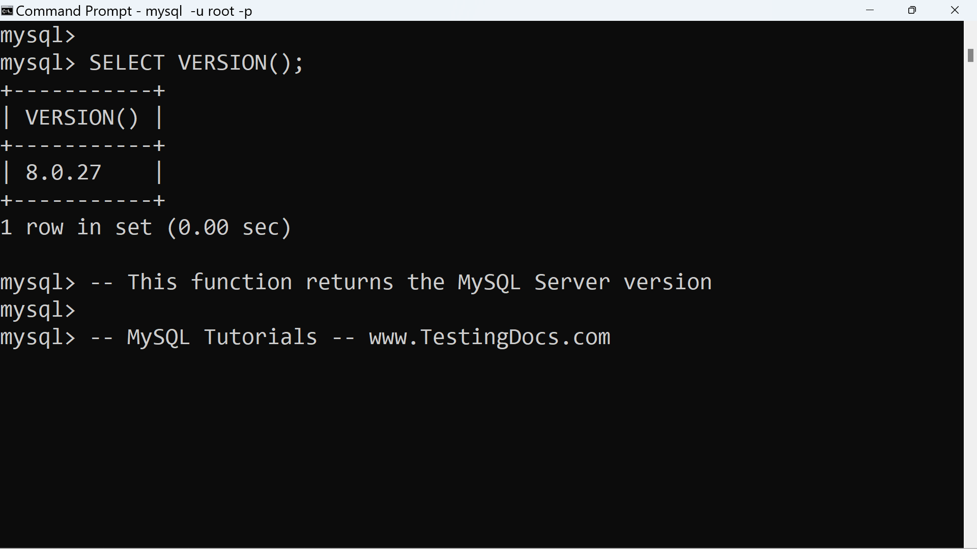 MySQL Functions Example