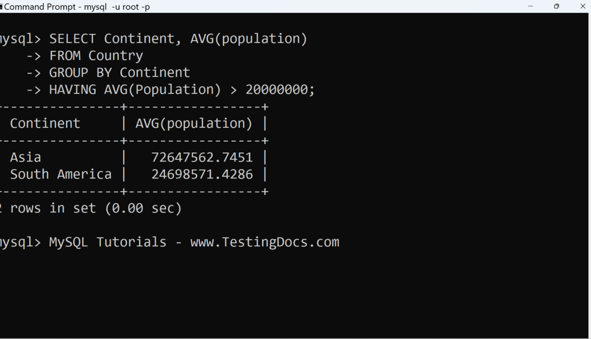 MySQL GROUP BY HAVING Clause
