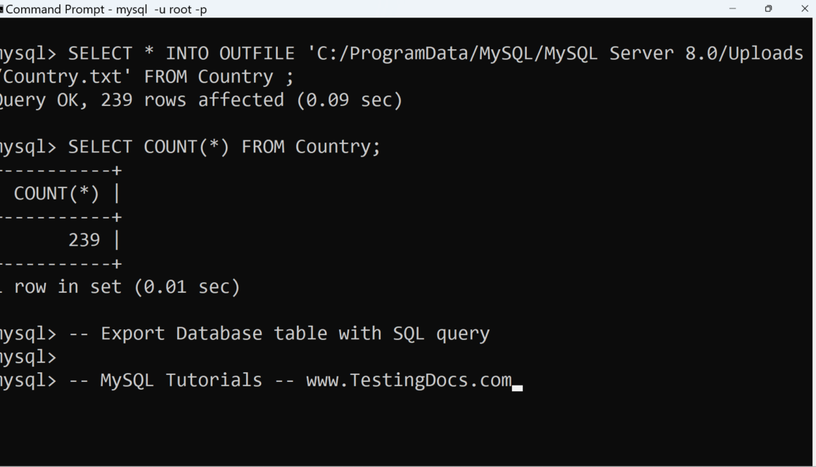 MySQL INTO OUTFILE