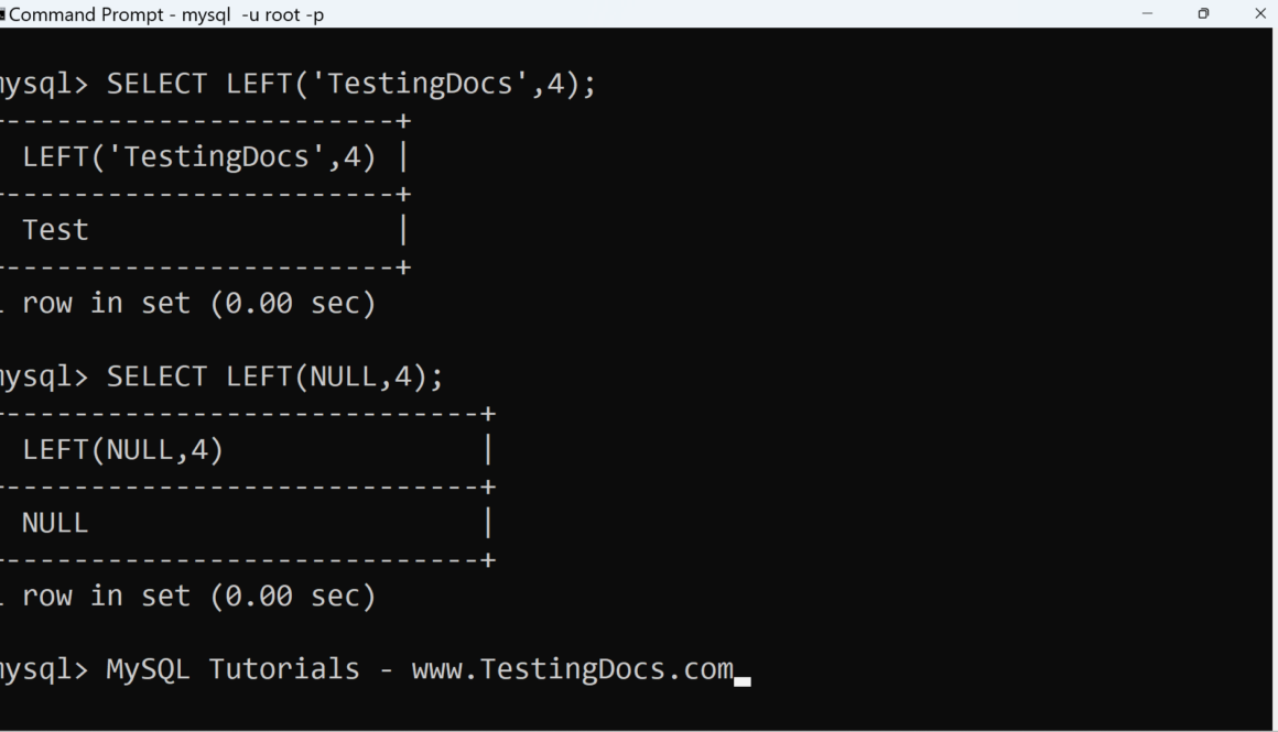 MySQL LEFT Function