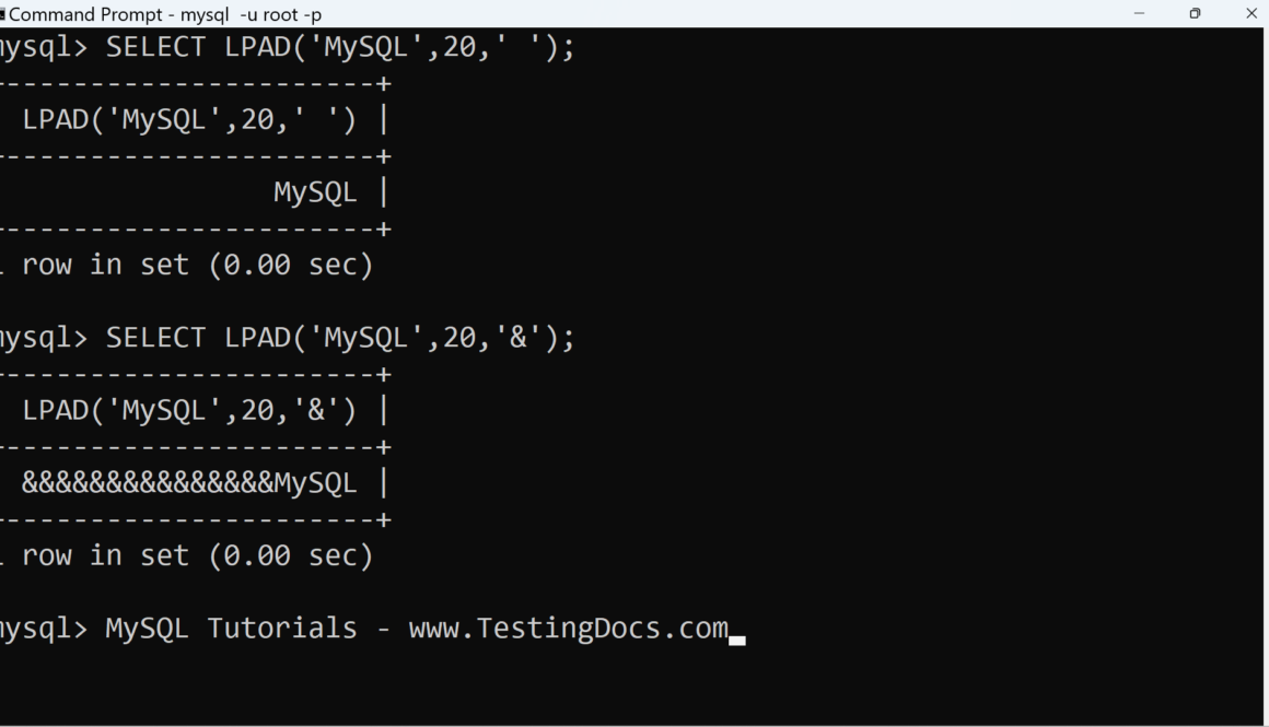 MySQL LPAD Function