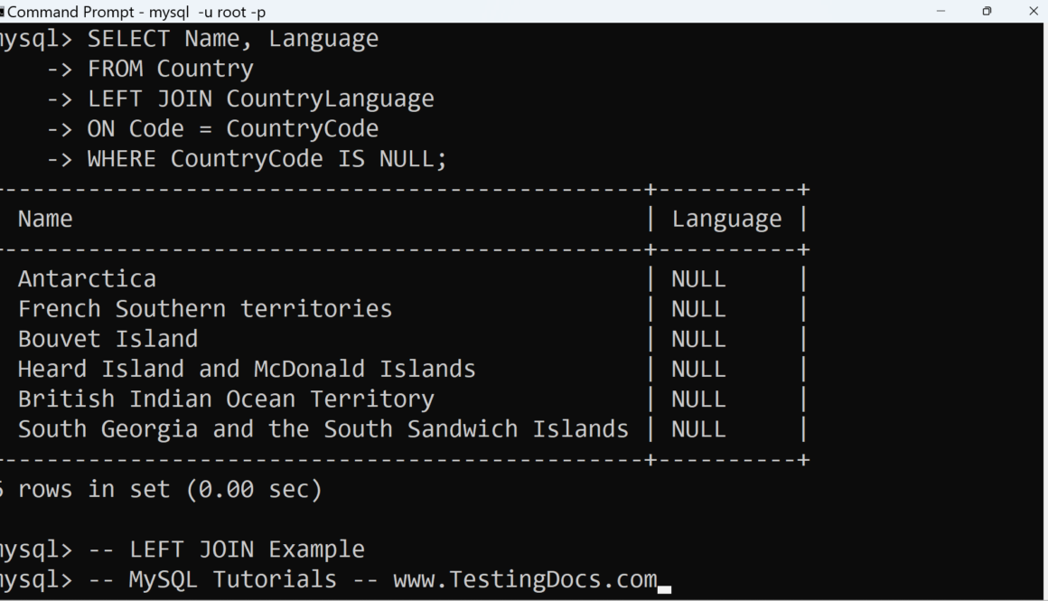 MySQL Outer Join
