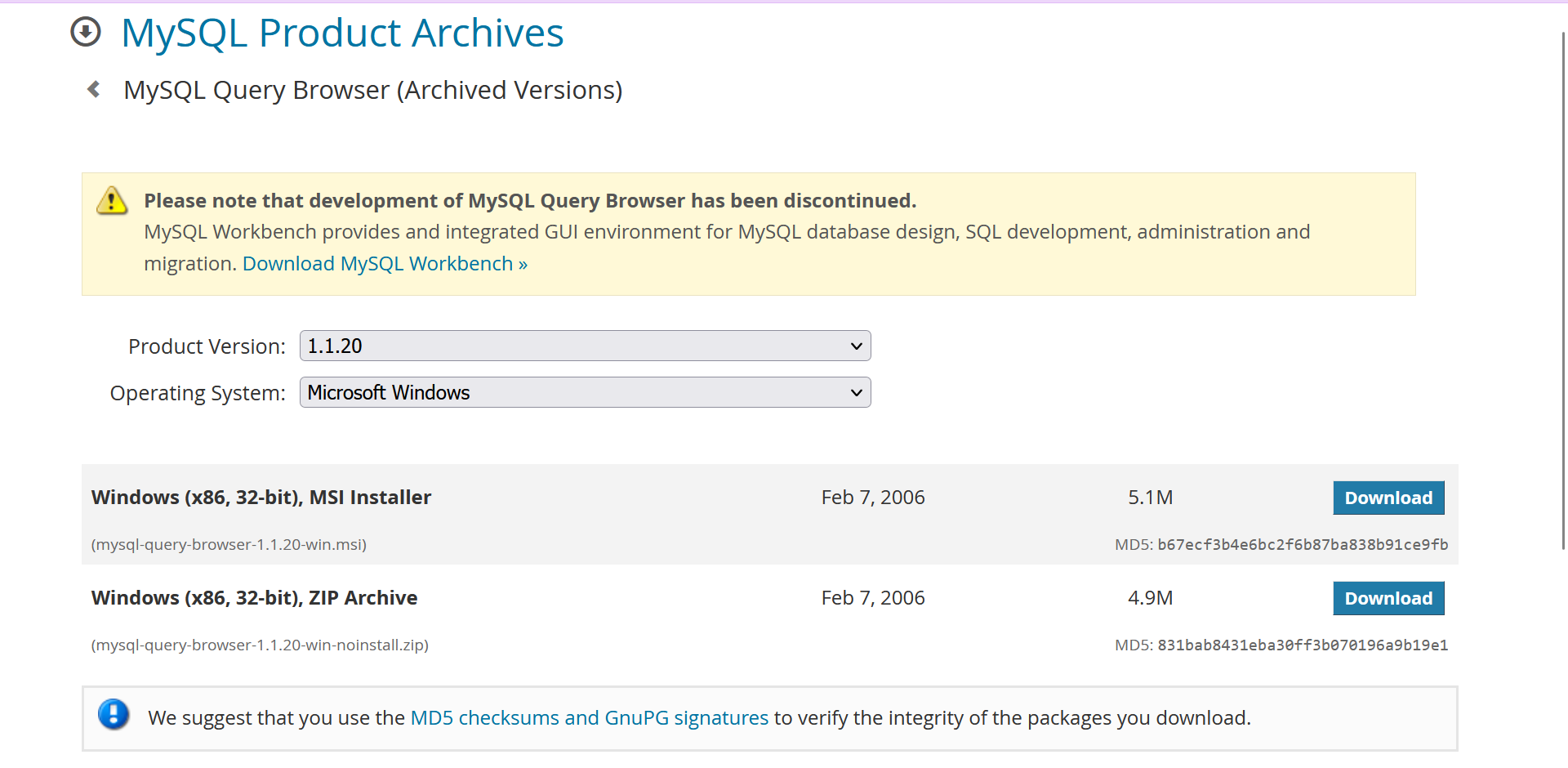 MySQL Query Browser Download