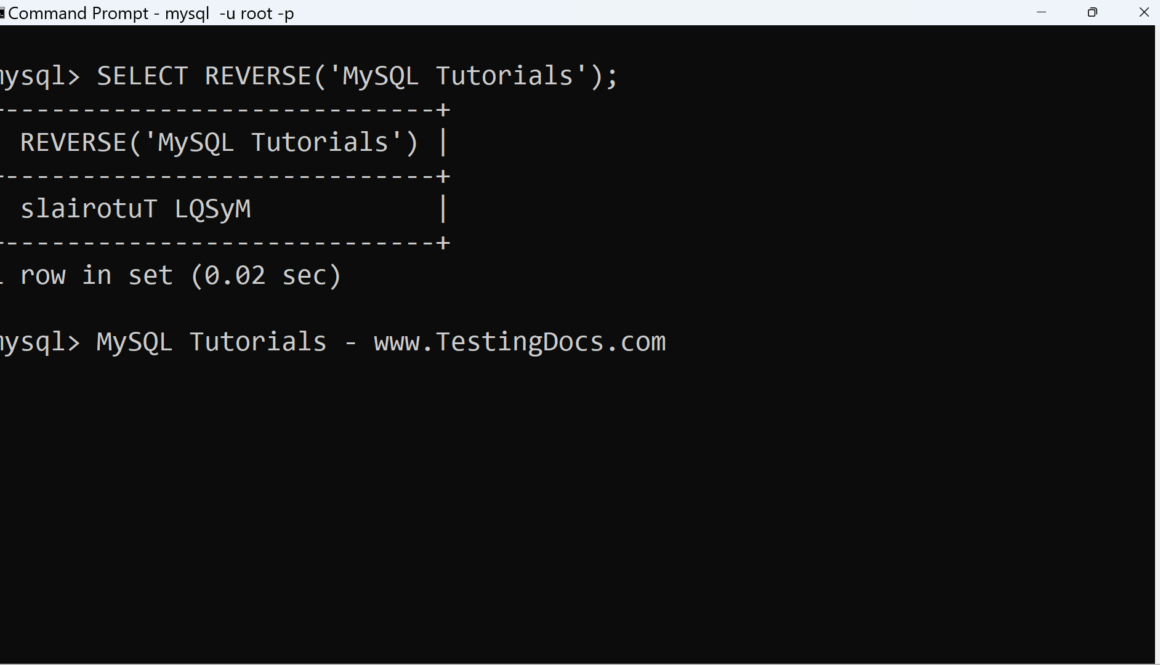 MySQL REVERSE Function