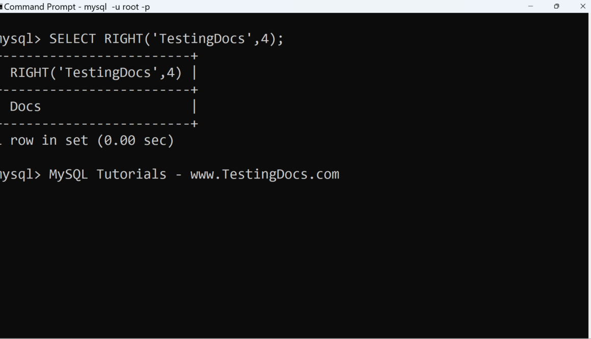 MySQL RIGHT Function