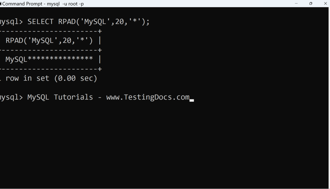 MySQL RPAD Function