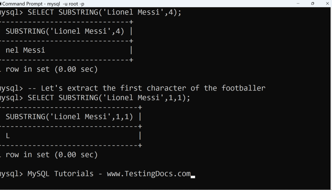 MySQL SUBSTRING Function