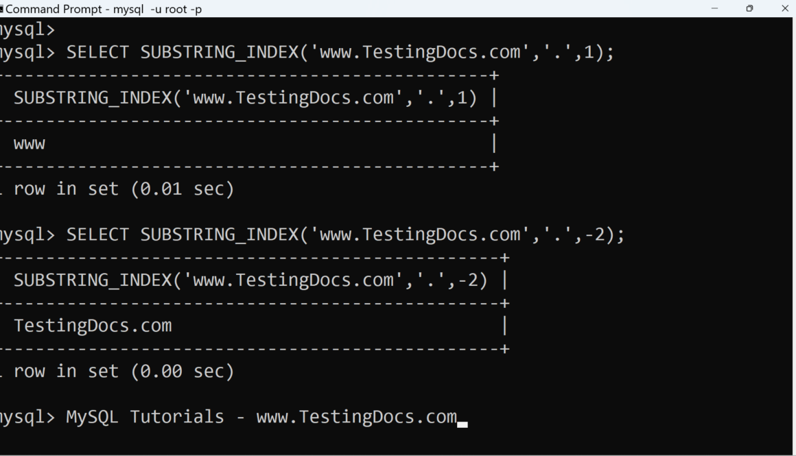 MySQL SUBSTRING_INDEX Function