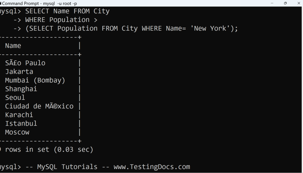 MySQL Scalar Subquery