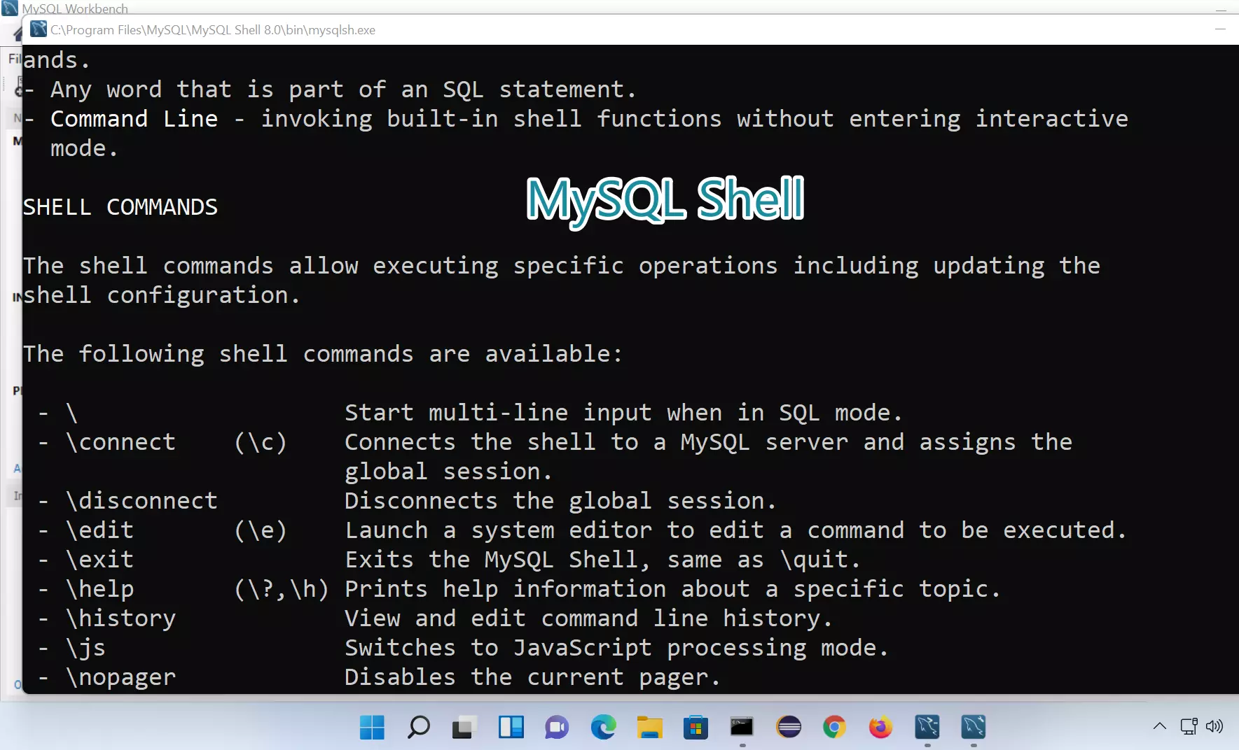 MySQL Shell Windows 11