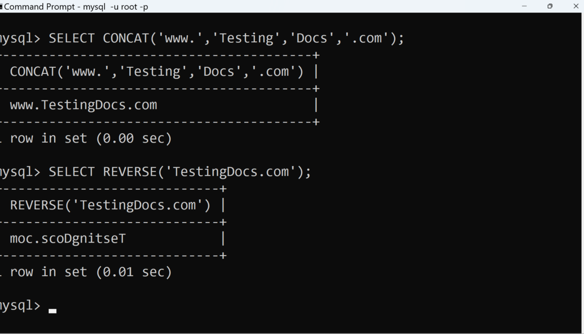 MySQL String Functions Examples
