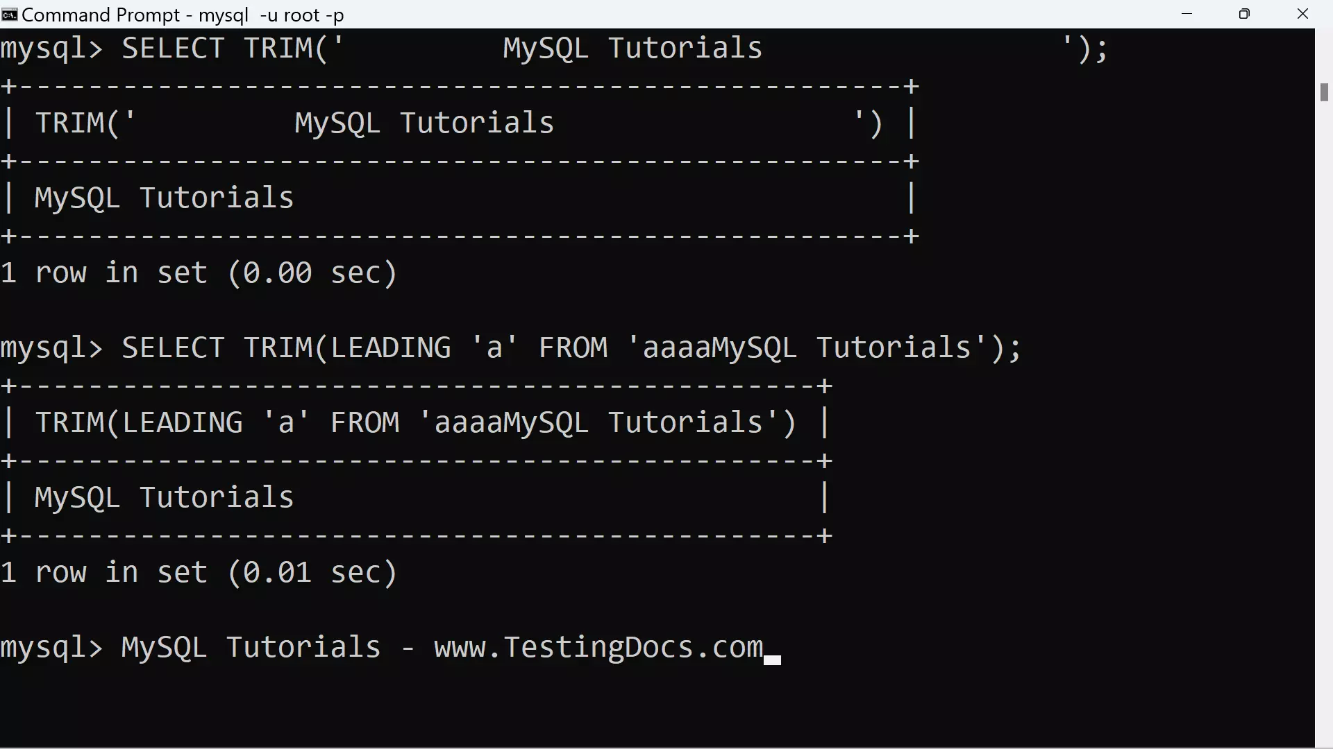 MySQL TRIM Function Example