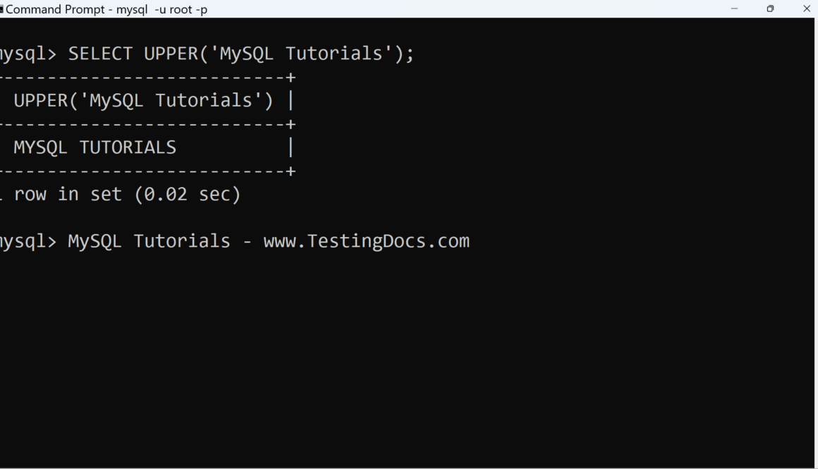 MySQL UPPER Function