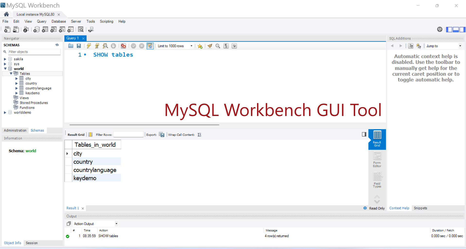 MySQL Workbench GUI Tool