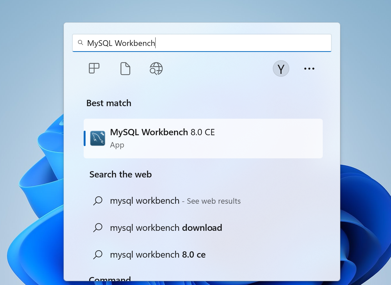 MySQL Workbench Search Win11