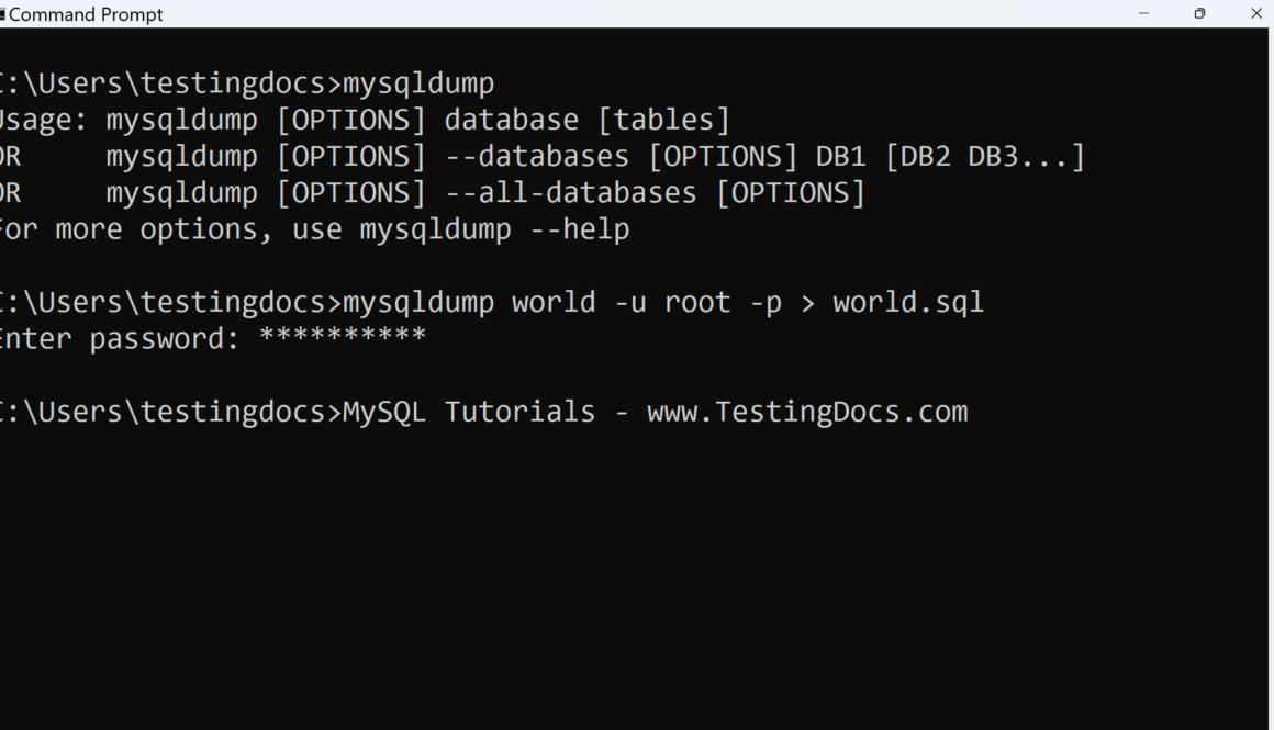 MySQLDump Export Utility