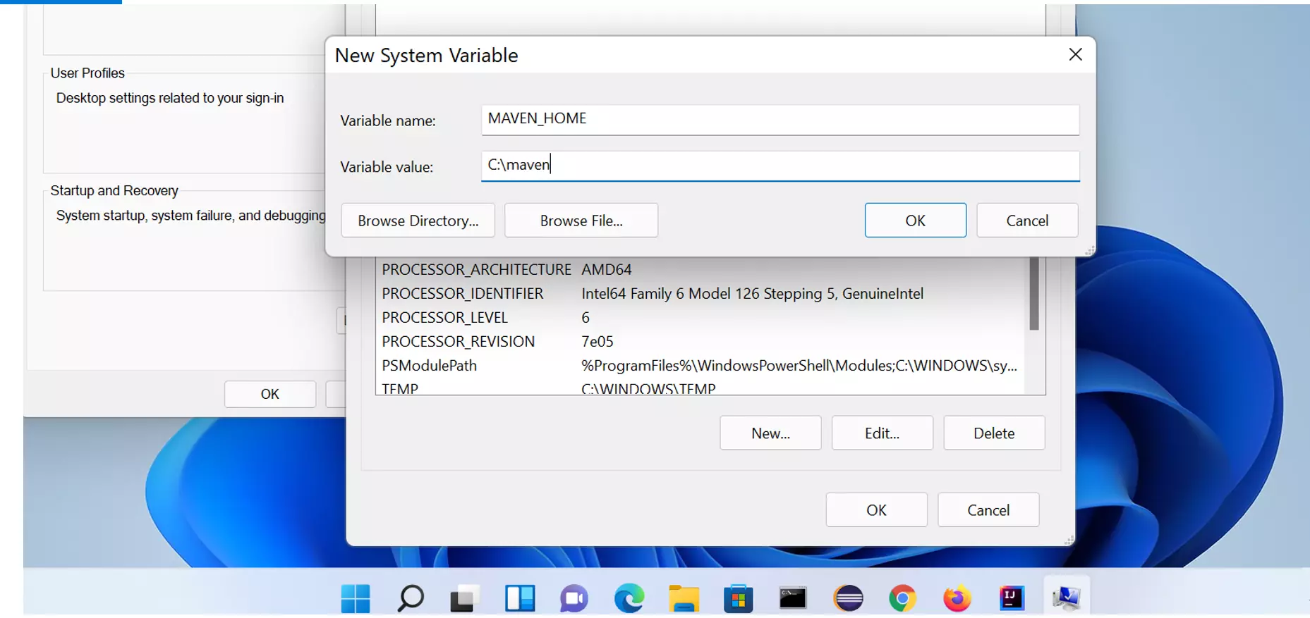 New Maven System Variable Win11