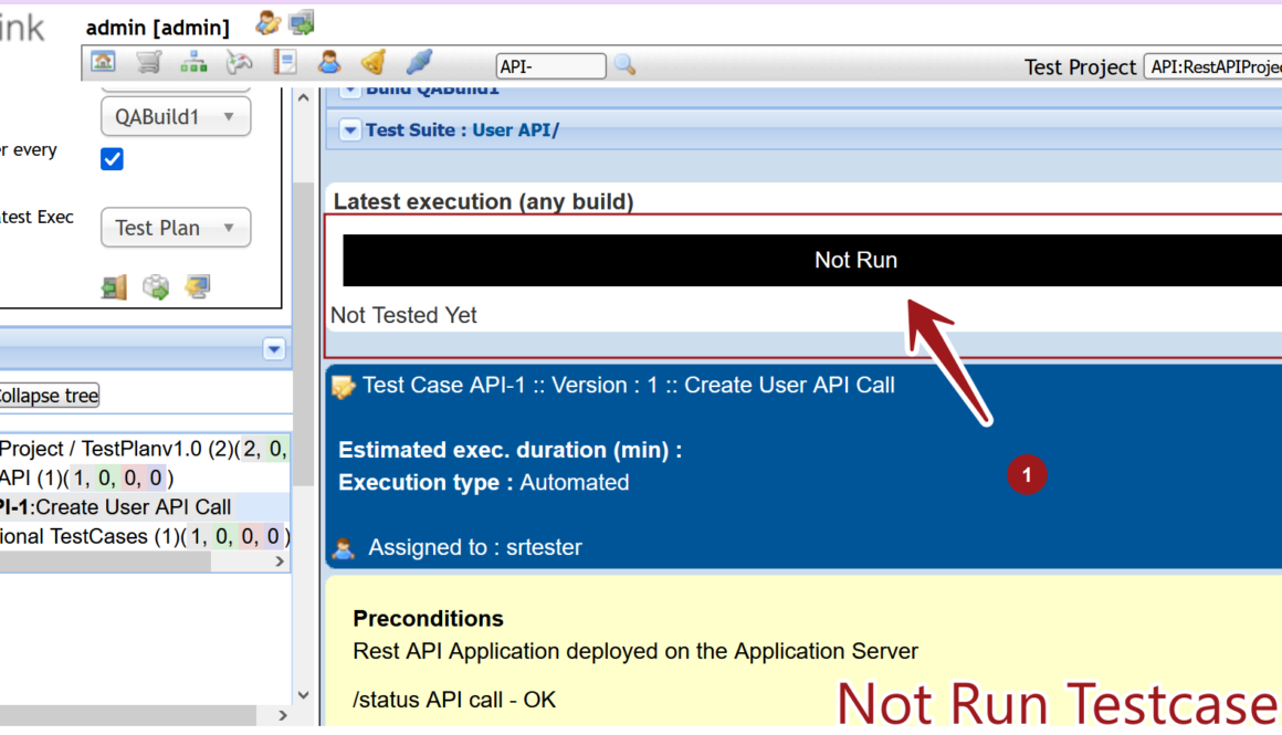 Not Run Testcase TestLink