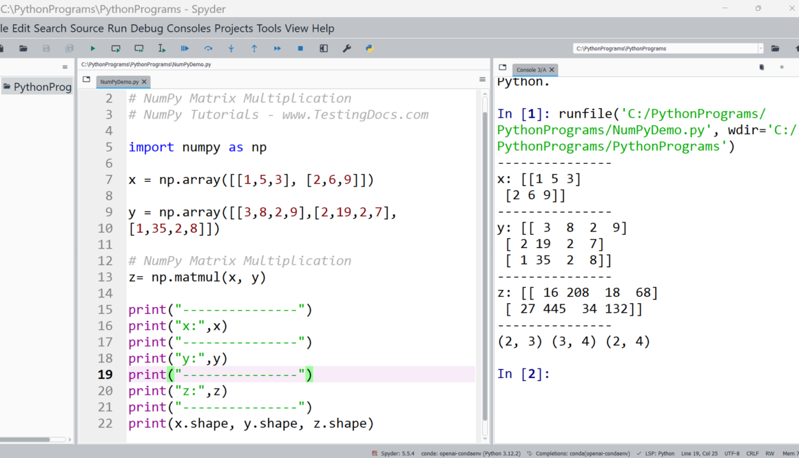 NumPy Matrix Multiplication