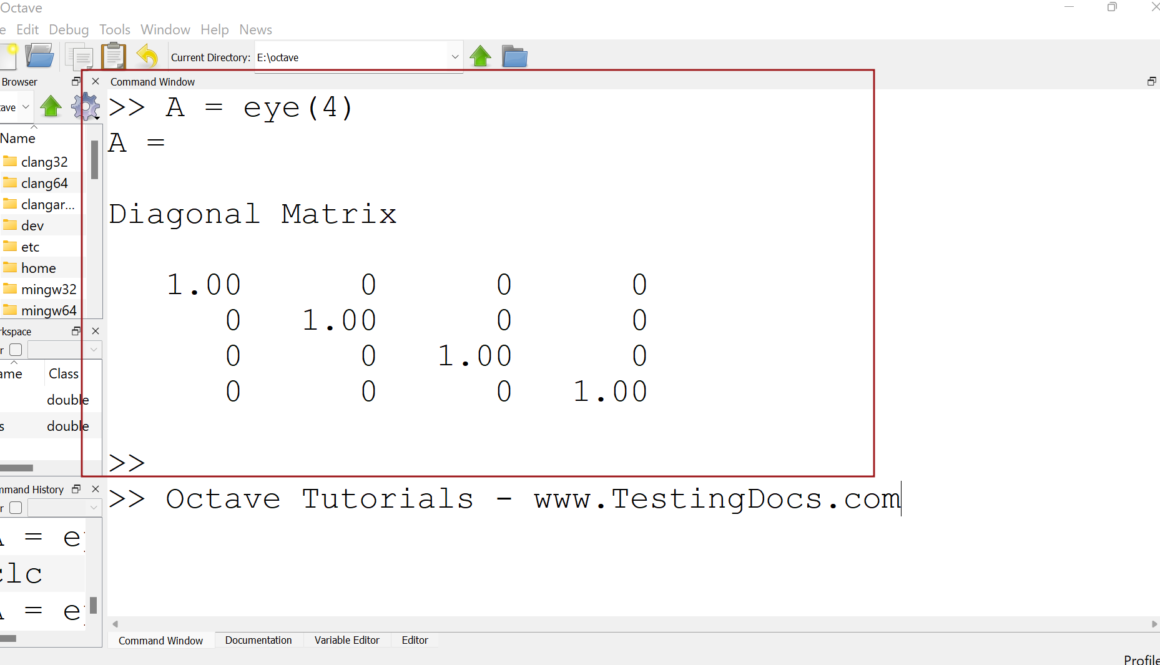 Octave Matrix Functions