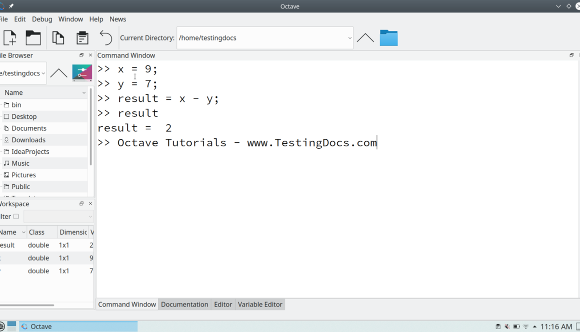 Octave Subtraction Operator