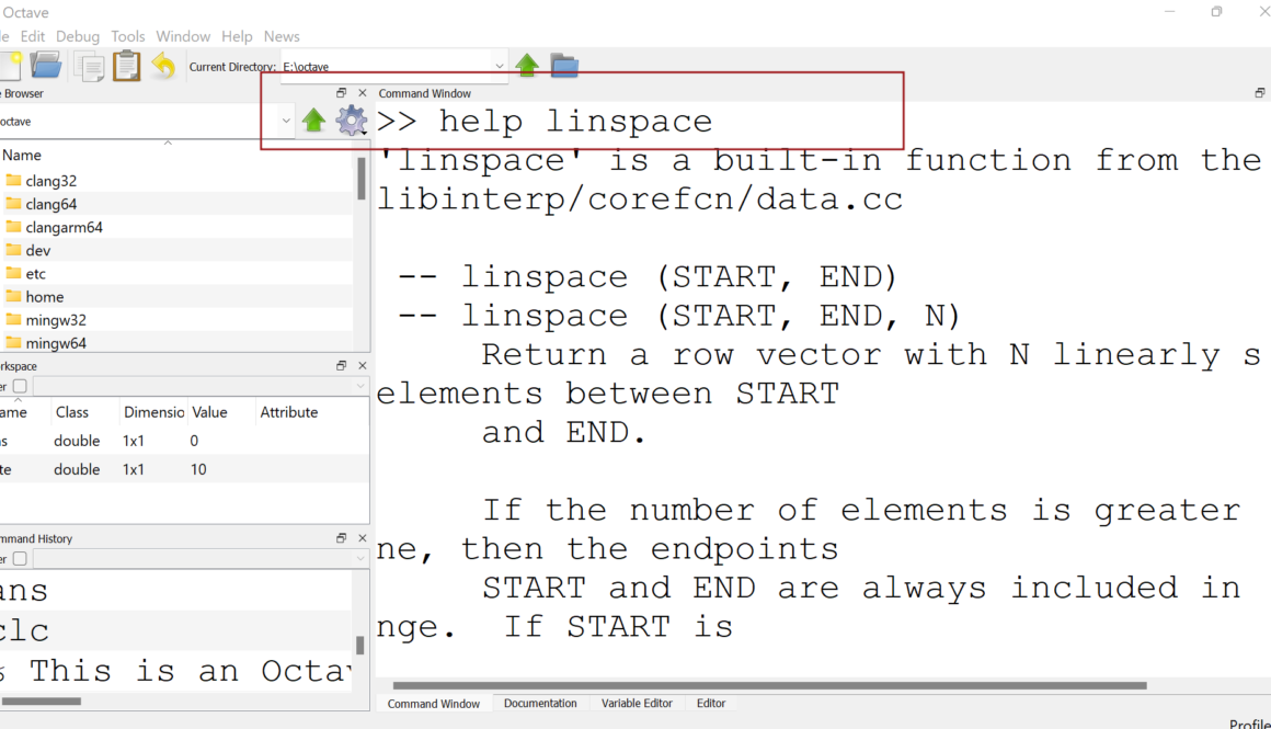Octave help command
