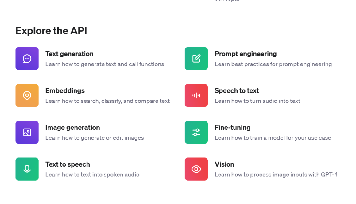 OpenAI API Features