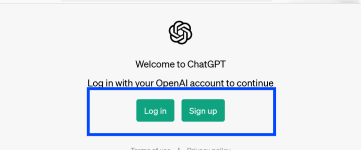 OpenAI Log in and Sign up buttons
