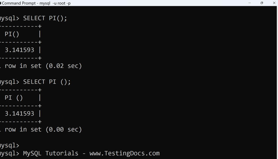 PI Function MySQL