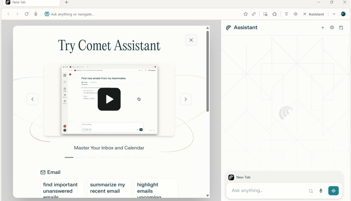 Perplexity Comet Browser UI