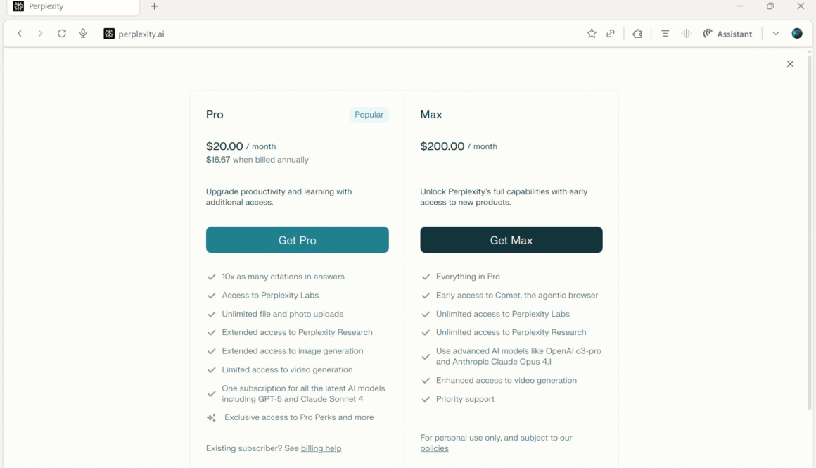 Perplexity Upgrade Plans