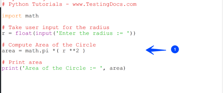Python Area of Circle Program