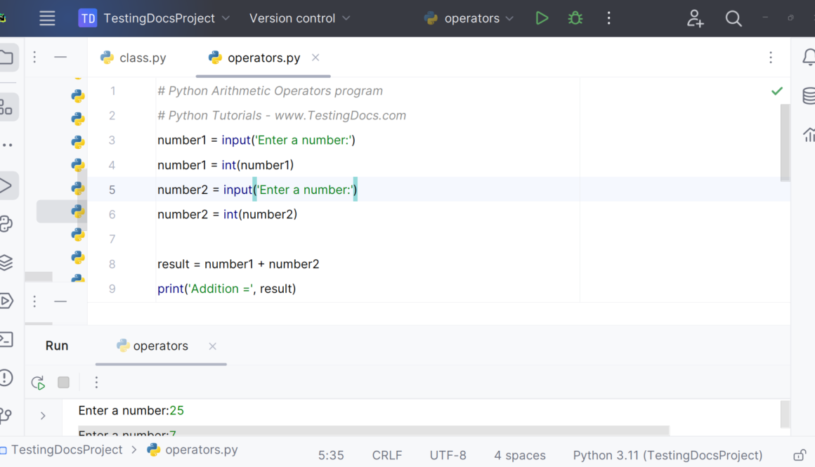 Python Arithmetic Operators