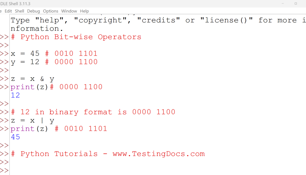 Python Bitwise Operators