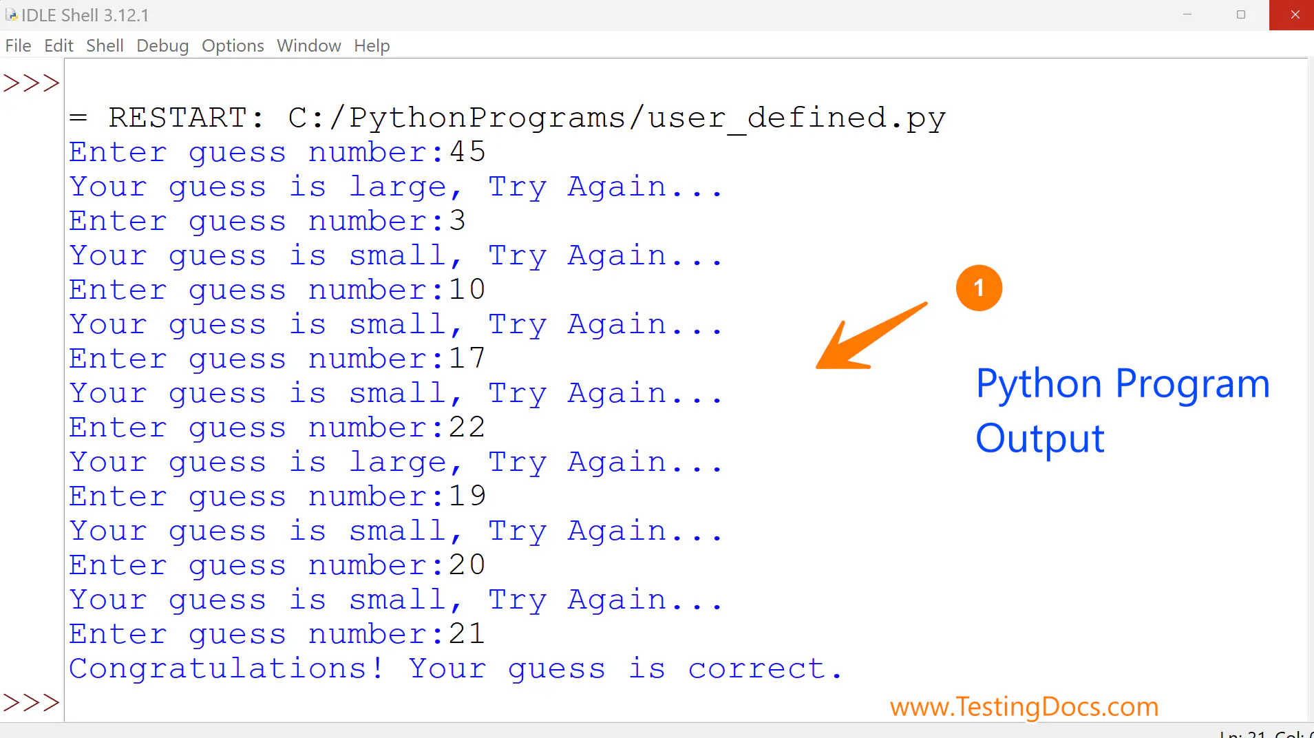 Python Exception Program Output
