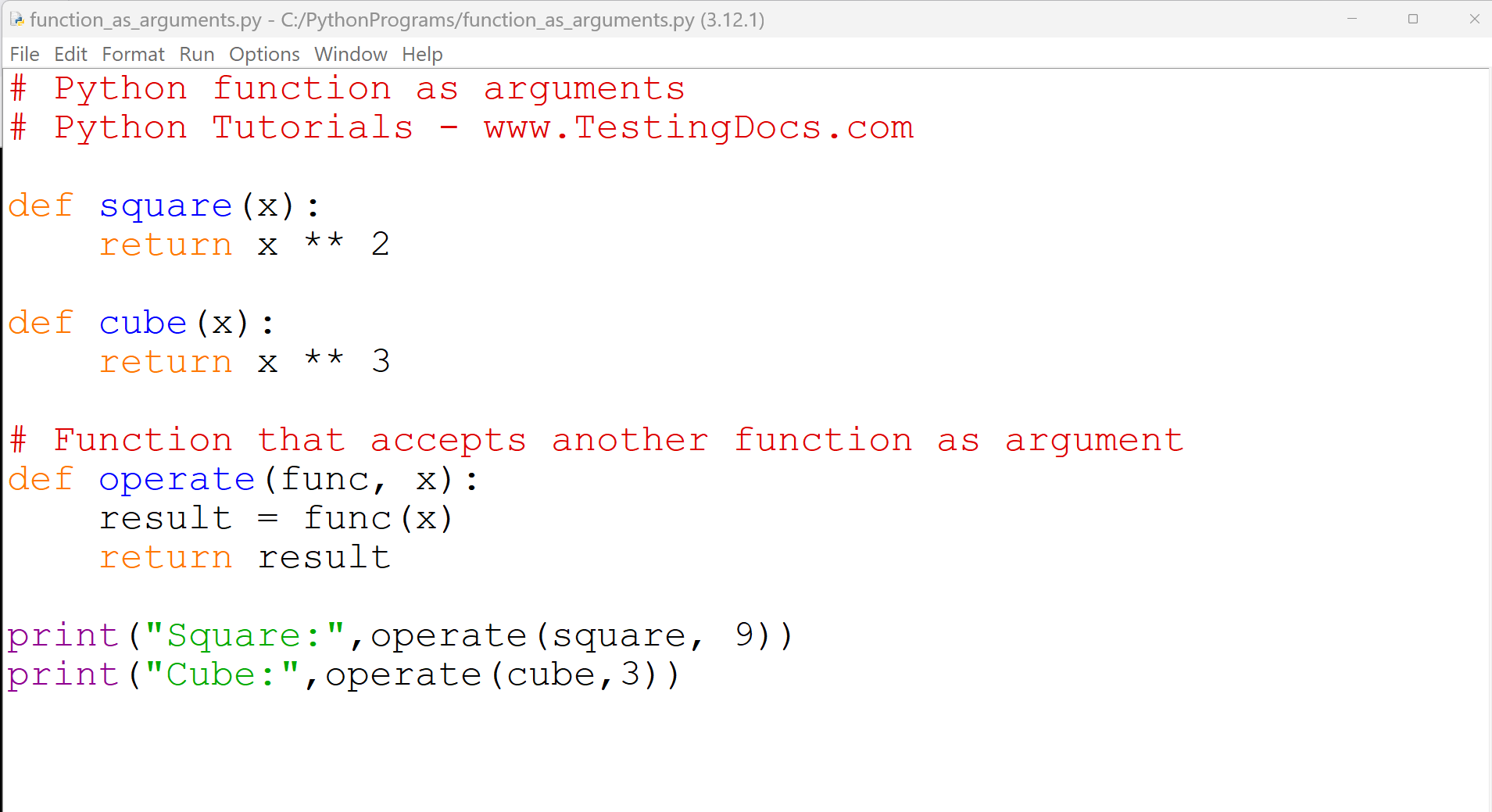 Python Function as Arguments