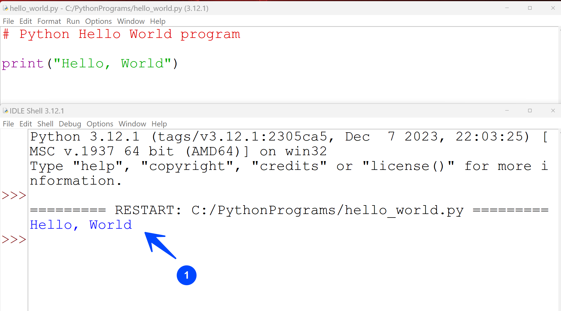 Python Hello World Output