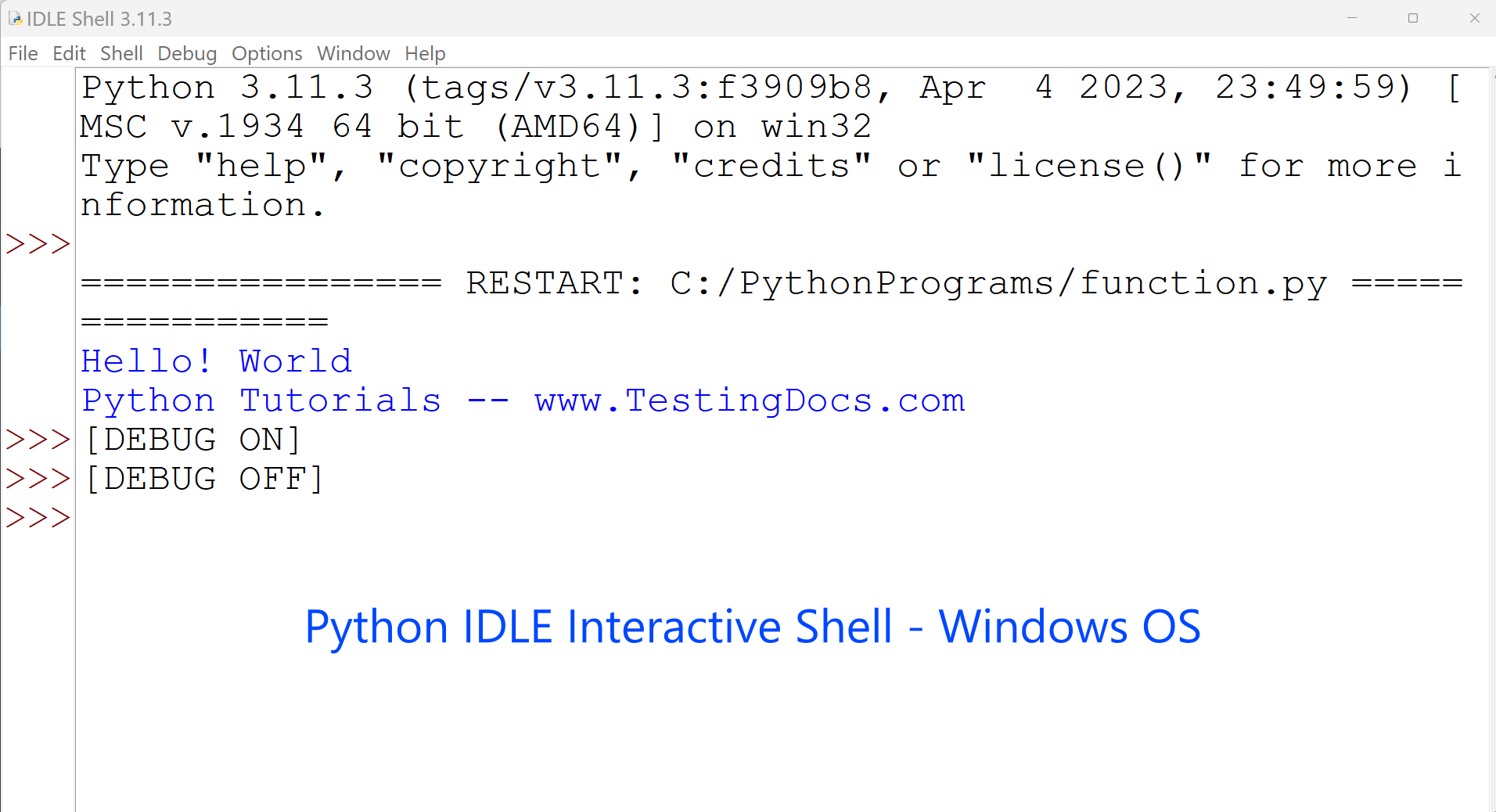 Python IDLE Interactive Shell