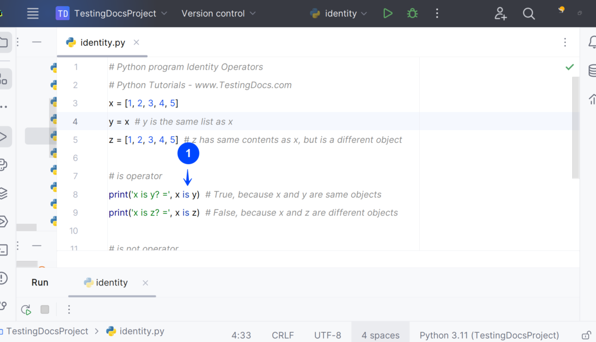 Python Identity Operators