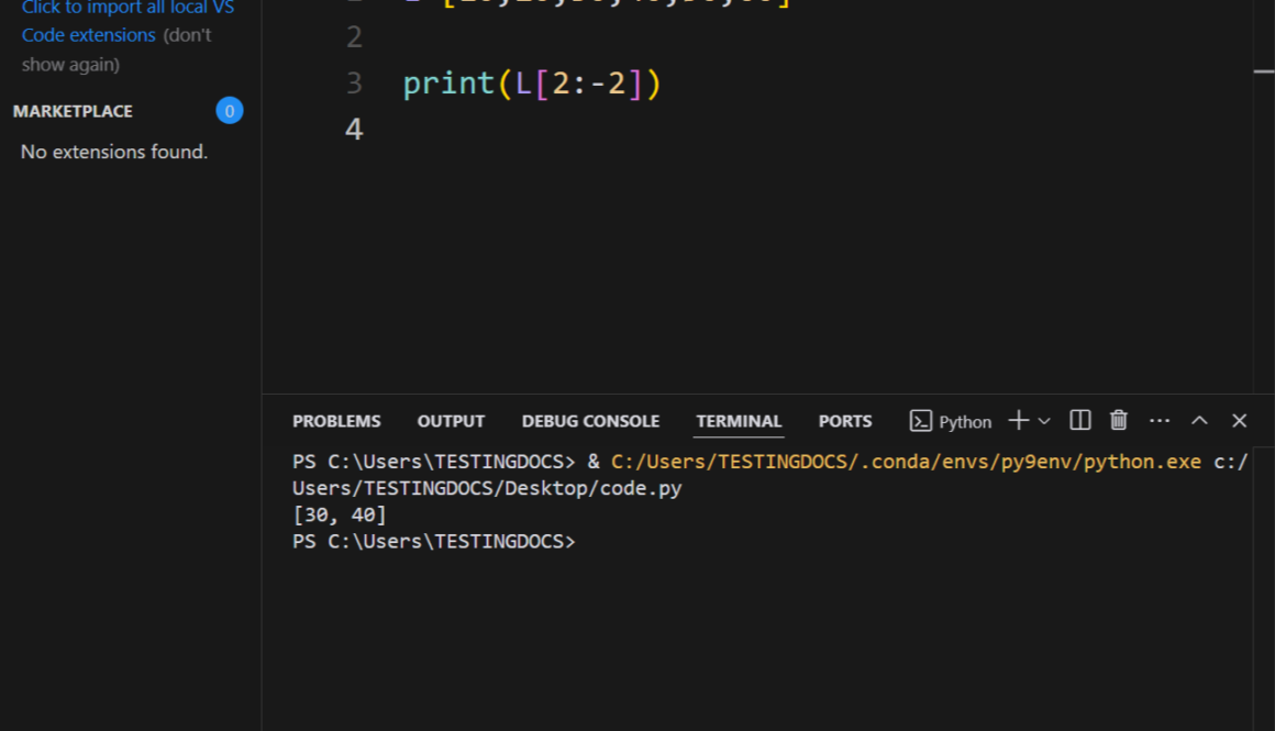 Python List Slicing Program Output