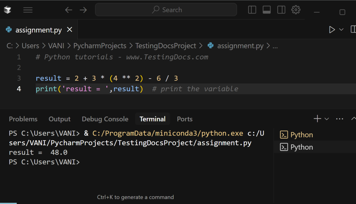Python PEMDAS Example
