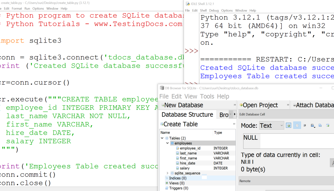 Python Program to create SQLite Database