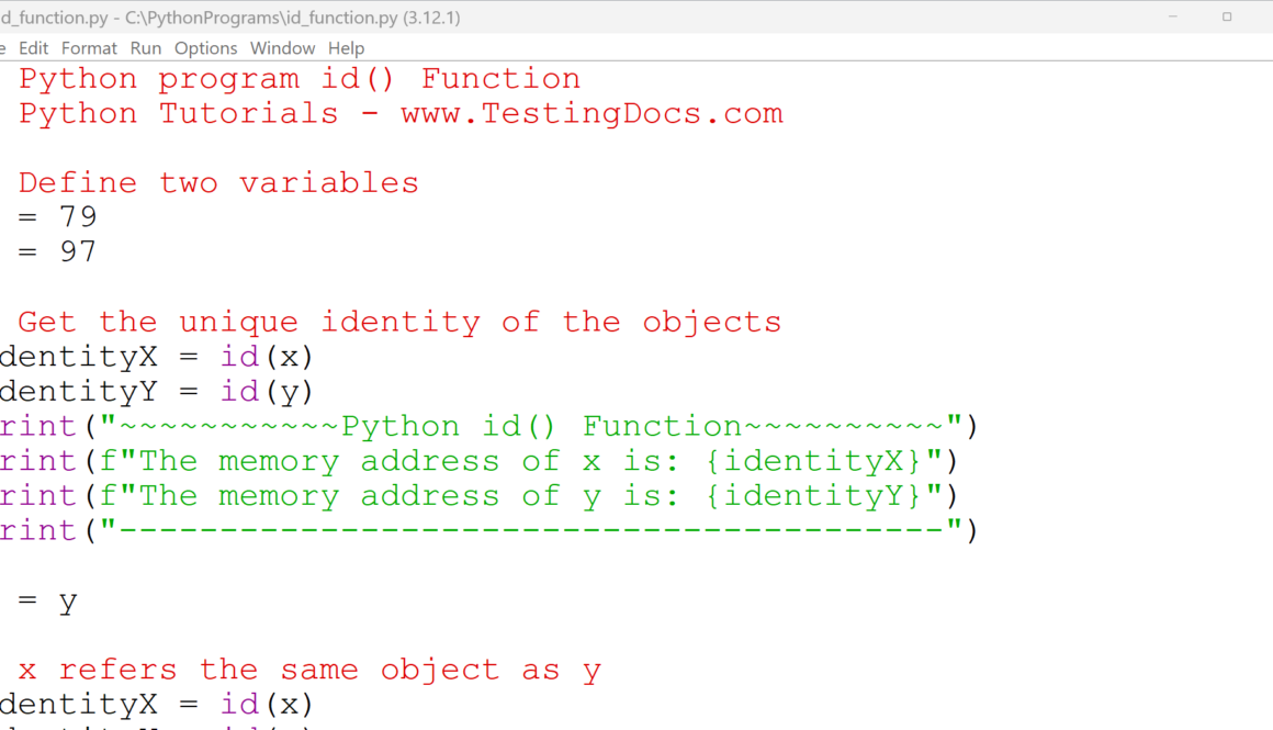 Python id() Function