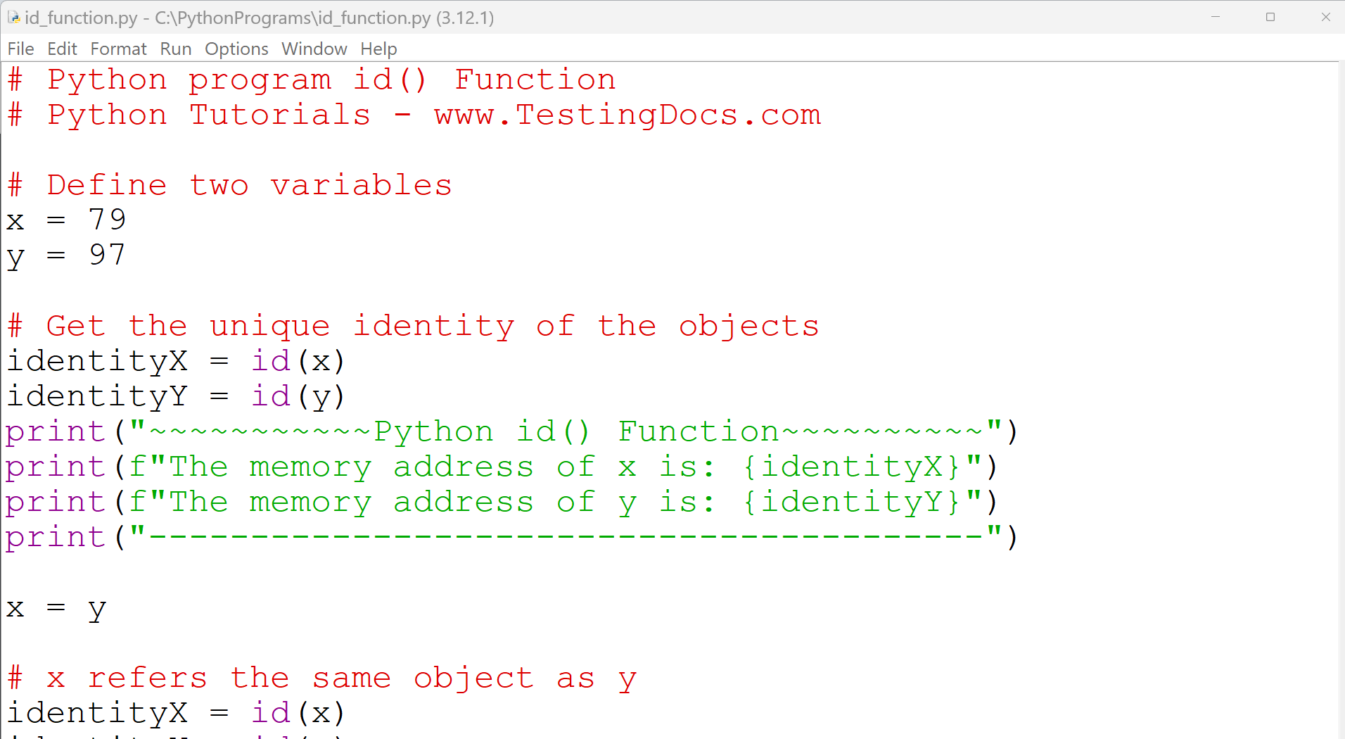 Python id() Function