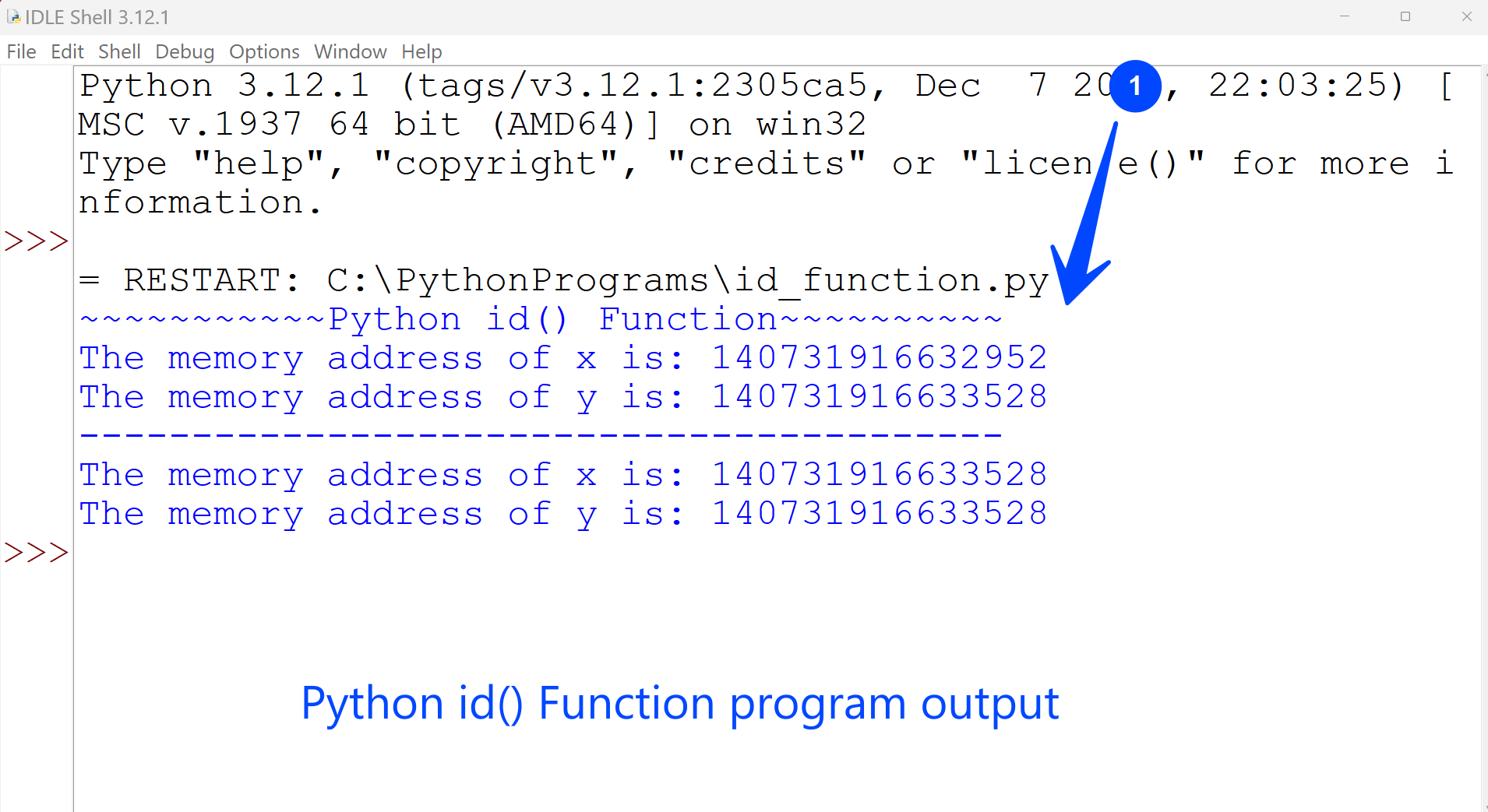 Python id function program output
