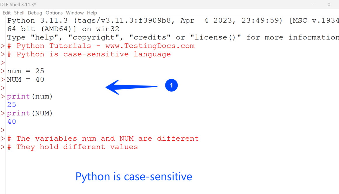 Python is case-sensitive