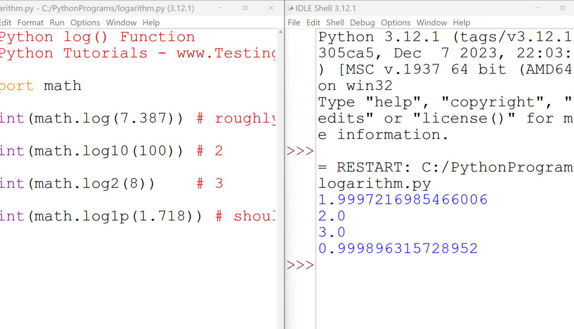 Python log() Function